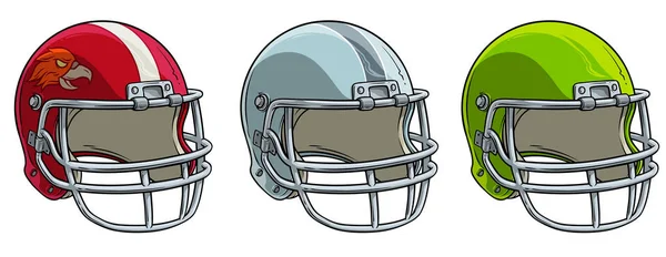 Jeu d'icônes vectorielles de casque de football américain dessin animé — Image vectorielle