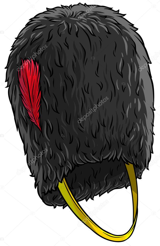Cartoon black british bearskin tall fur cap