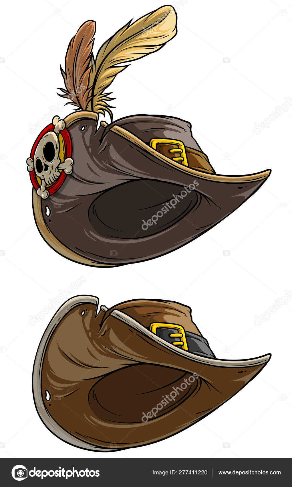頭蓋骨と羽を持つ漫画の海賊の帽子 ストックベクター ©GB_Art 277411220, image size:1021x1700