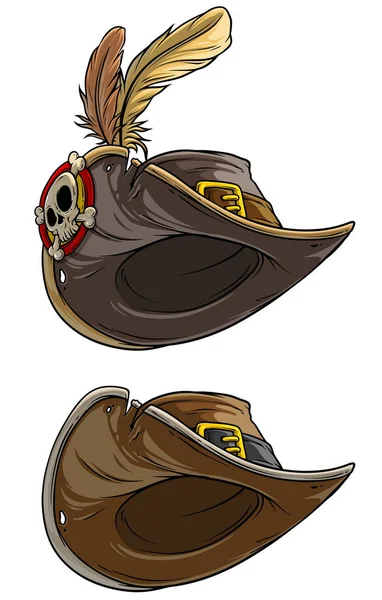 Καρτούν καπέλο πειρατή με κρανίο και φτερά — Διανυσματικό Αρχείο