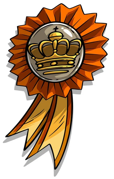 リボンと王冠を持つ漫画賞メダル — ストックベクタ