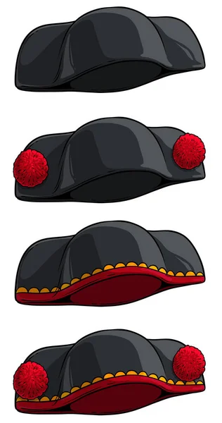 Cartone animato nero torero o matador cappello icona vettoriale — Vettoriale Stock
