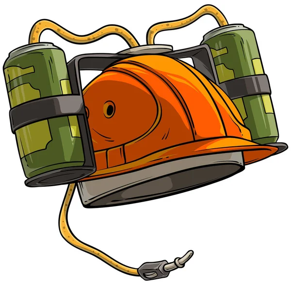 Cartoon orange boire casque de bière avec des bouteilles — Image vectorielle