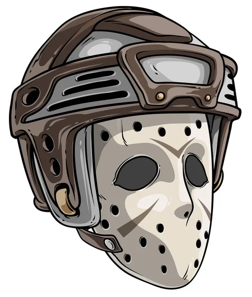 Cartoon eng keeper hockey masker met helm — Stockvector