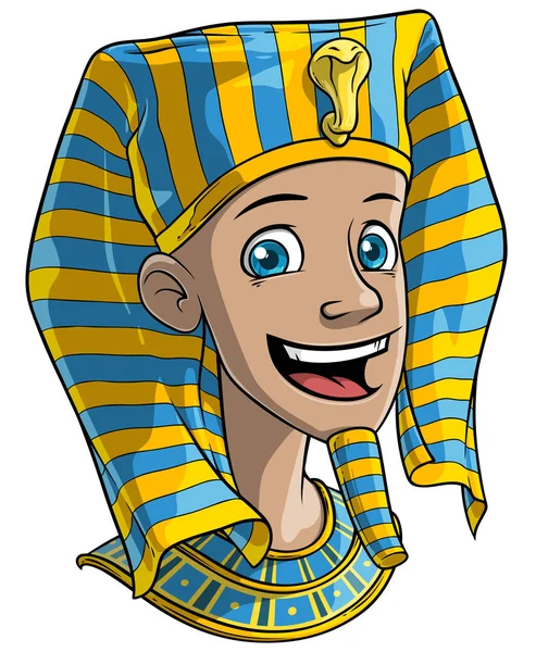 Desenhos animados sorrindo menino faraó egípcio — Vetor de Stock