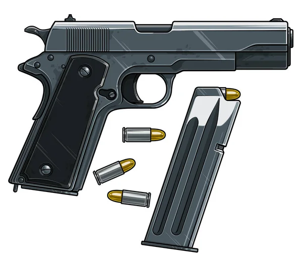 Grafisk detalj pistol pistol med ammo Clip — Stock vektor