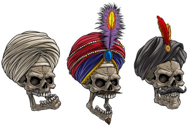Geleneksel türban karikatür hint kafatasları