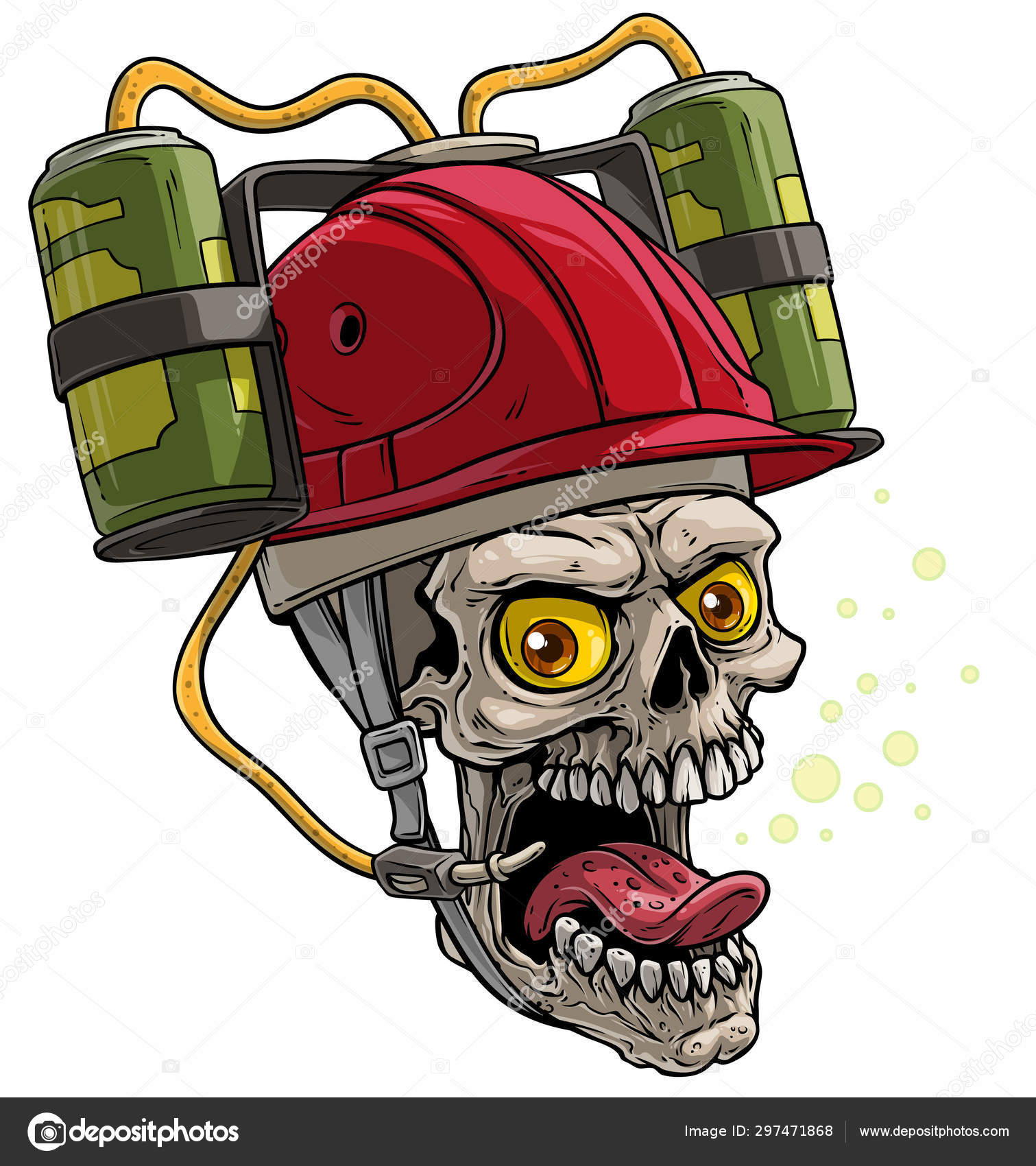 Dessin animé crâne humain en rouge boire casque de bière Vecteur par  ©GB_Art 297471868