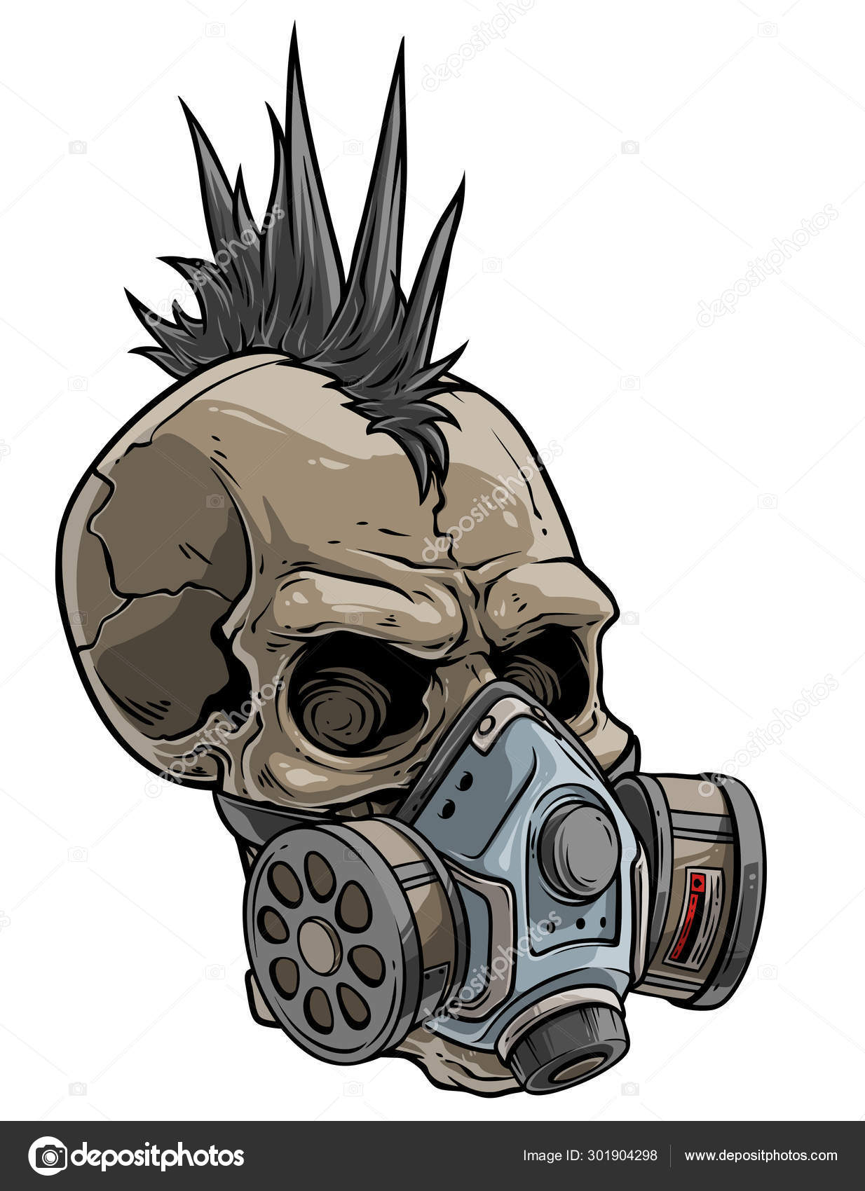 Vædde Uensartet Gymnast Cartoon punk skull in chemical gas mask respirator Stock Vector by ©GB_Art  301904298