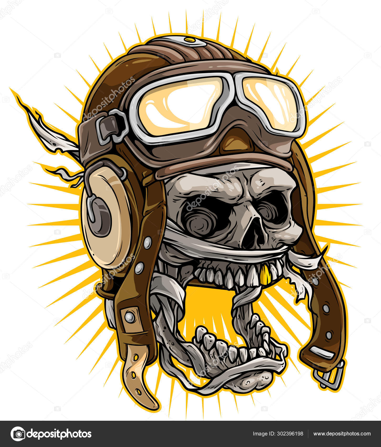 Cartoon mummy skull in retro leather pilot helmet Stock Vector Image by  ©GB_Art #302396198