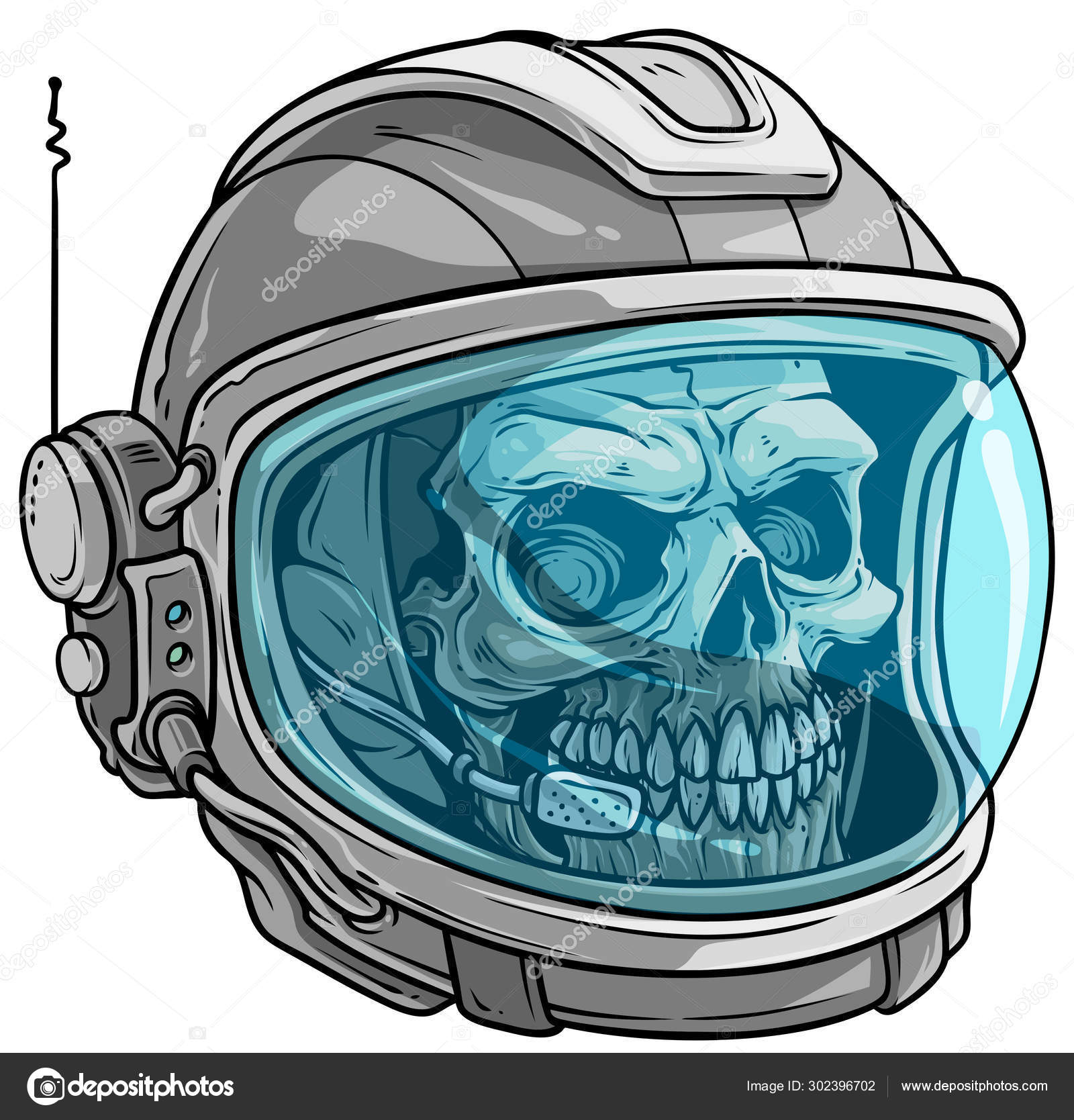 Casco De Astronauta Realista Vector 3d, Máscara De Cosmonauta Con