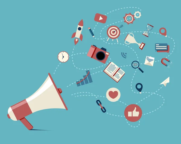 Dijital pazarlama kavramı: megafon ile dijital pazarlama kutsal kişilerin resmi