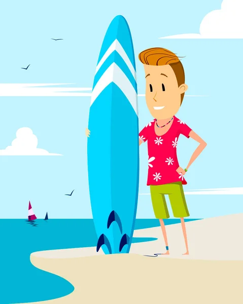 Surfer Surfboard Vector Illustration — Stock Vector