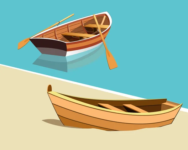 Boats Shore — Stock Vector