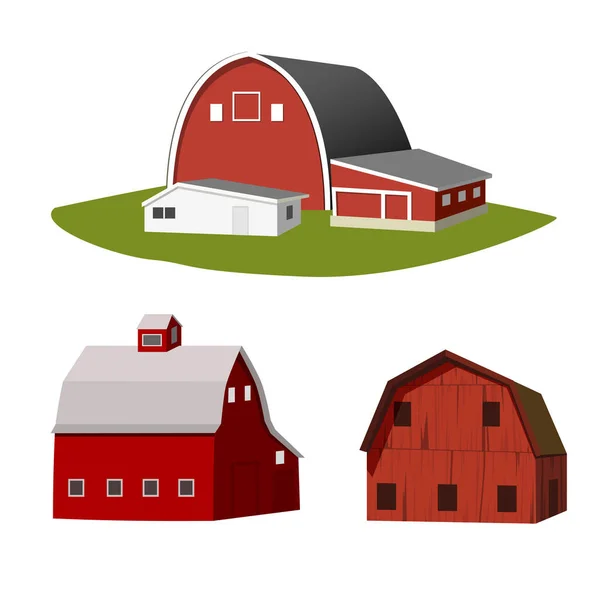 Red Farm Barns Vector Illustration — стоковий вектор