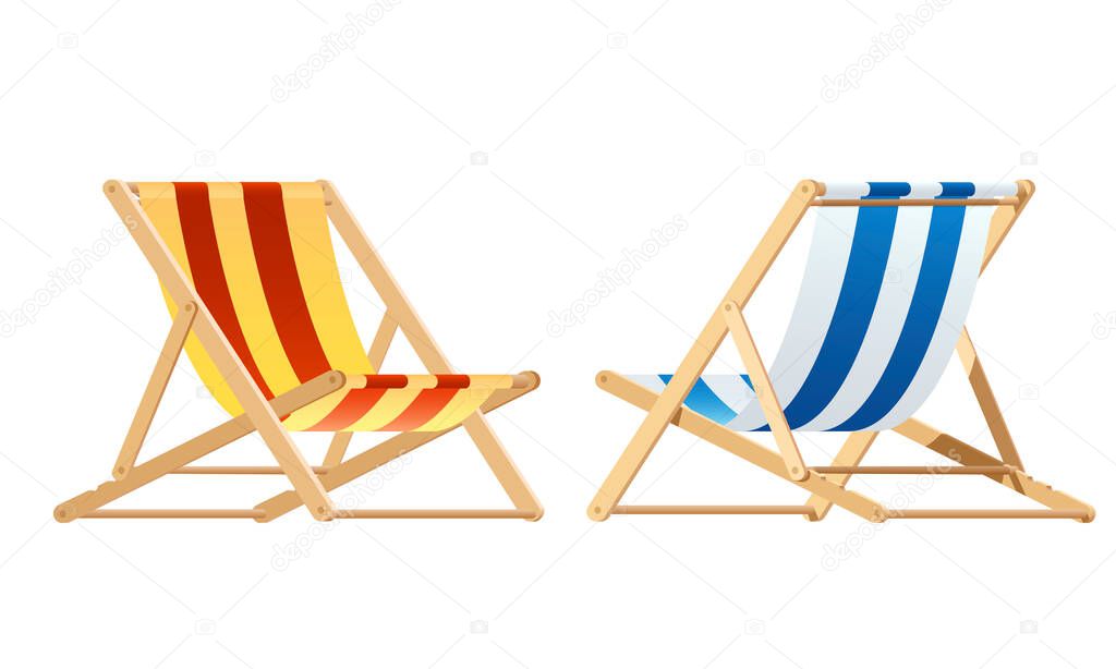 Deck chair. wood chair vector