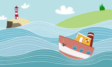 Tekne denizde yüzüyor.