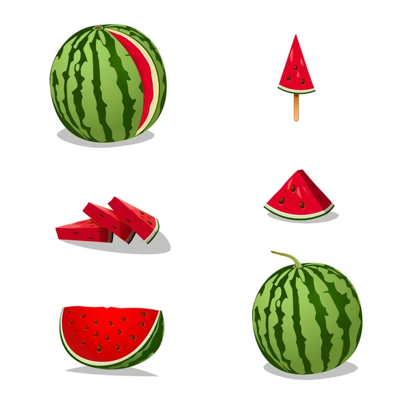 Watermelon Pieces Vector Ilustração — Vetor de Stock