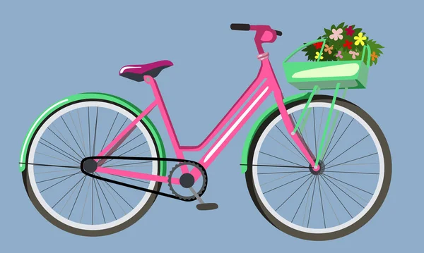 Ροζ Ποδήλατο Λουλούδια — Διανυσματικό Αρχείο