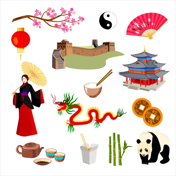 Symbolen Van China Vector Illustratie — Stockvector