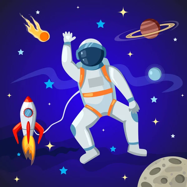 Sstronaut Space Vector Illustration — Stock Vector