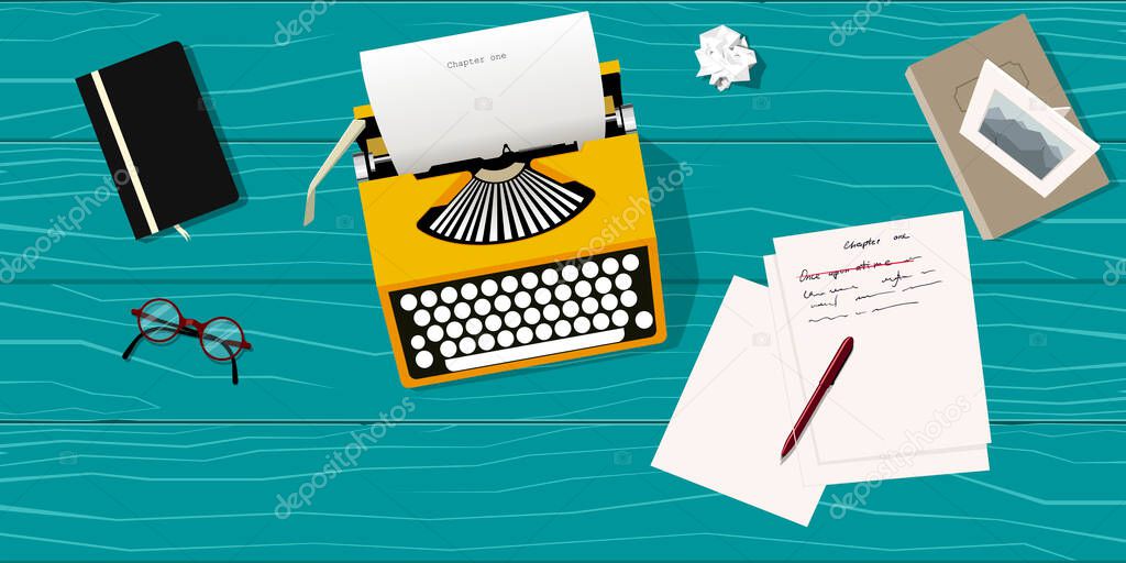 Writers desk with typewriter