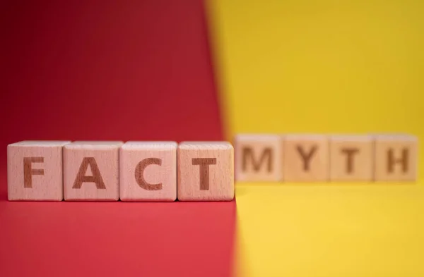 Fact Myth Words Made Wooden Blocks — Stock Photo, Image