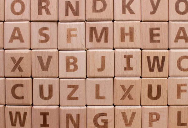 Wall Made Wooden Alphabet Blocks — Stock Photo, Image