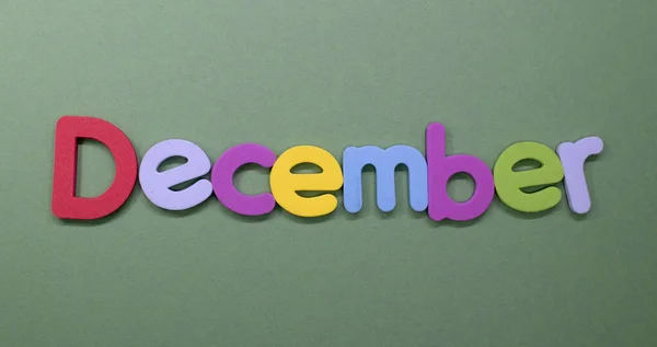 Word December Written Color Sponge — Stock Photo, Image