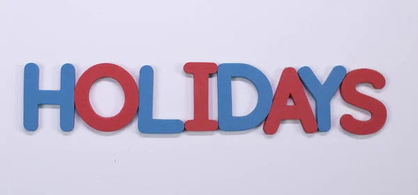 Word Holidays Geschreven Met Kleurenspons — Stockfoto