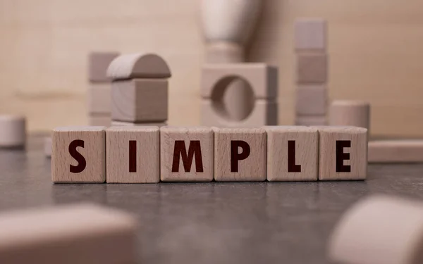 Kata Sederhana Ditulis Dengan Balok Kayu — Stok Foto