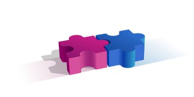 kırmızı ve mavi yapboz parçaları birleştiriliyor