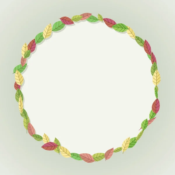 Cadre Circulaire Avec Des Feuilles Différentes Couleurs — Image vectorielle