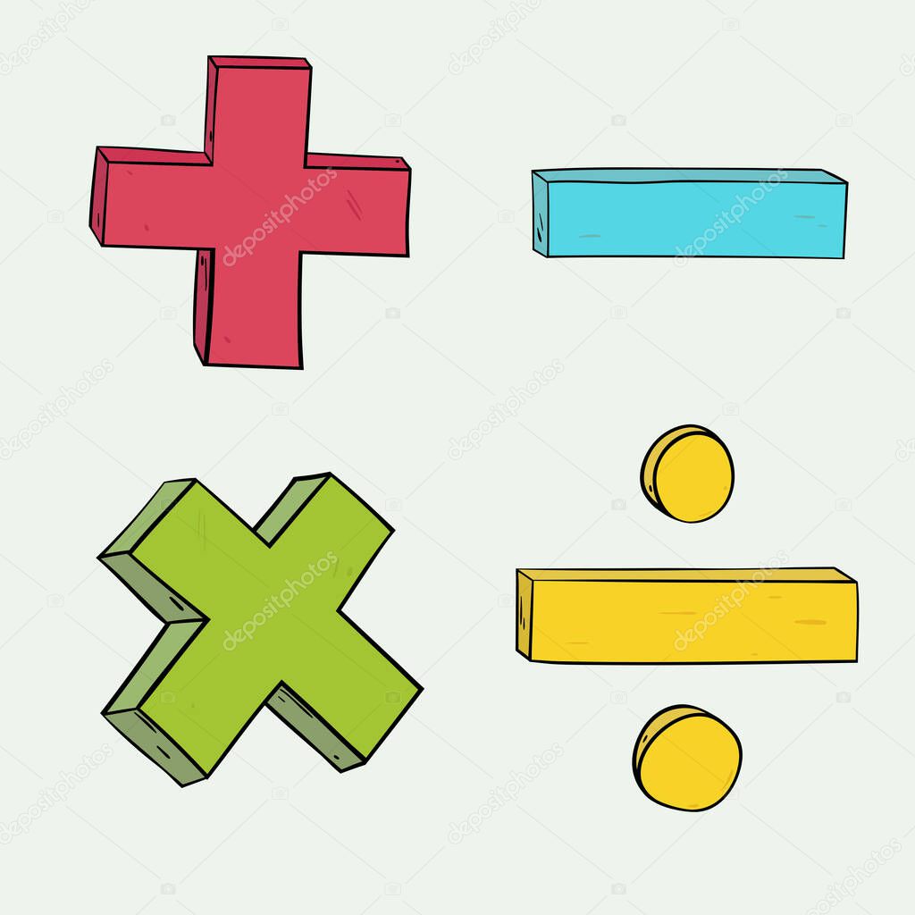 Cartoon math symbols. vector illustration