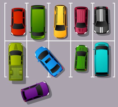 Kötü park edilmiş arabası olan park yeri. 