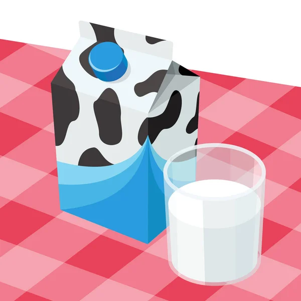 Milk Package Glass Milk — Stock Vector