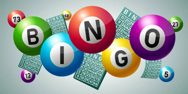 Balles Bingo Avec Cartes Bingo — Image vectorielle