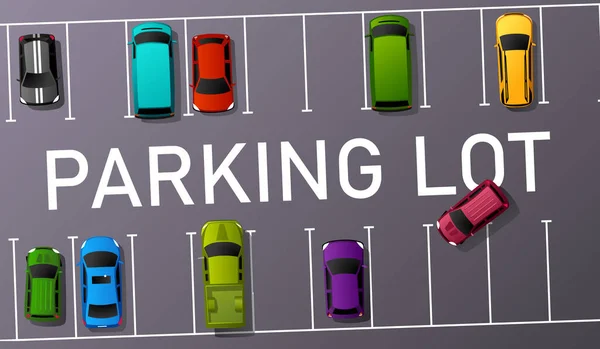 Estacionamento Com Carros Diferentes —  Vetores de Stock