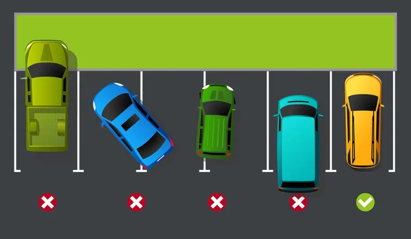 Exemplos Estacionamento Certo Errado —  Vetores de Stock