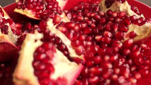 Rotating Pomegranate Seeds Close — Stock Video