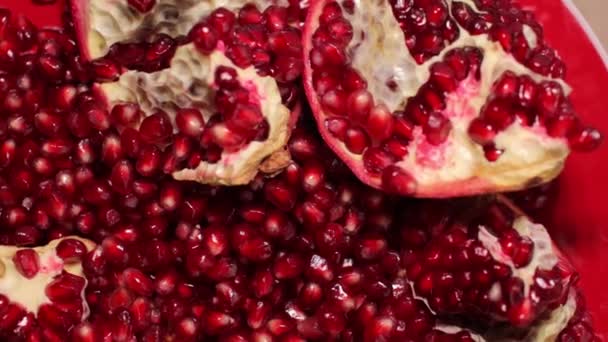 Rotating Pomegranate Seeds Close — Stock Video