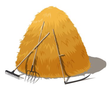 Çatallı saman yığını, tırmık ve tırmık