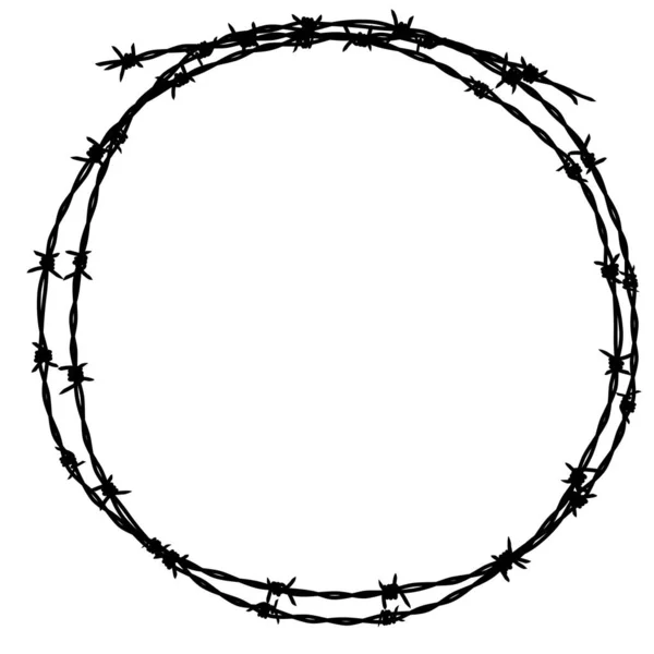 Silhouette Circle Barbed Wire — Stock Vector