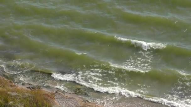 波浪在岸边翻滚, 从上面看. — 图库视频影像