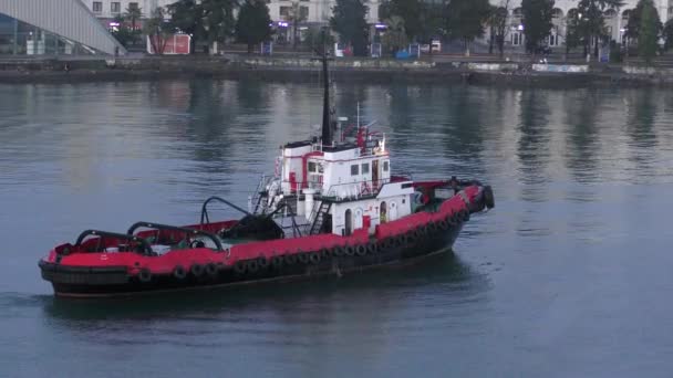 巴统港的港口拖船 — 图库视频影像