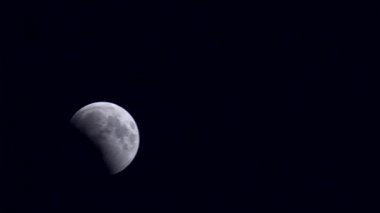 Gece gökyüzünde ay tutulması, timelapse.