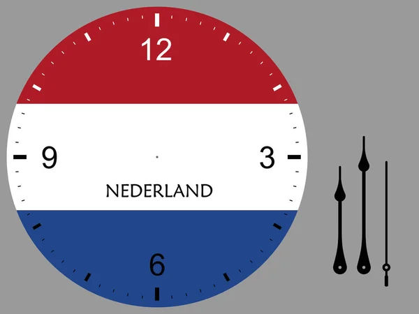 Clock face with graphic design of the motif national flag of Netherlands , in high resolution 4500x4500px