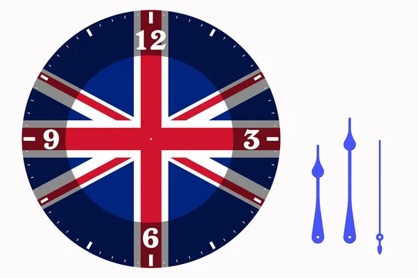 Clock Face Gran Bretaña Cara Reloj Con Diseño Gráfico Bandera — Foto de Stock