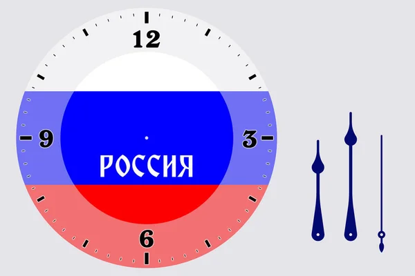 时钟面孔 时钟面孔以俄国的主题旗子的平面设计 在高决议5600X5600Px — 图库照片