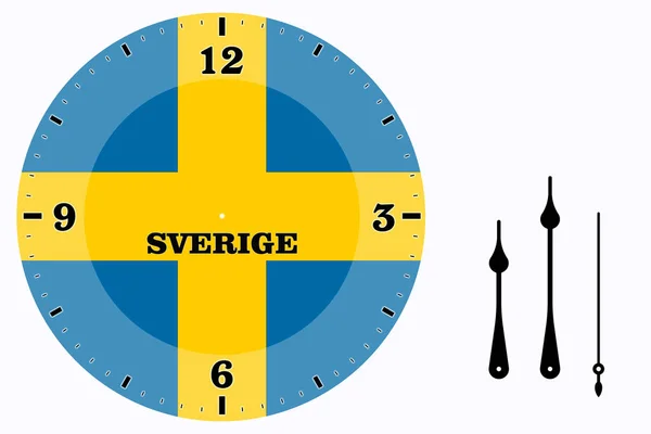 Часовой Пояс Швеция Clock Face Graphic Design Motif Flag Sweden — стоковое фото